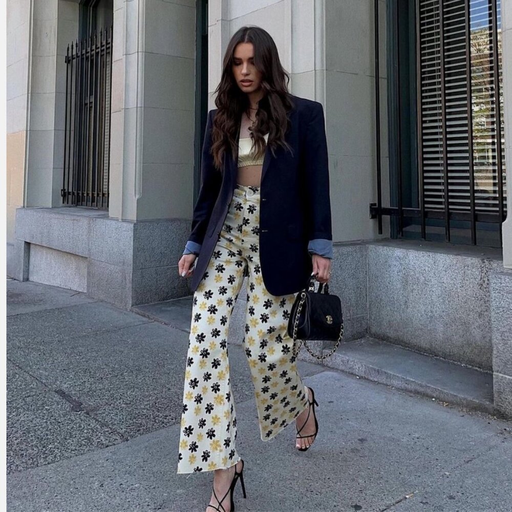 Zara ZW The Marine Straight Floral Jeans
